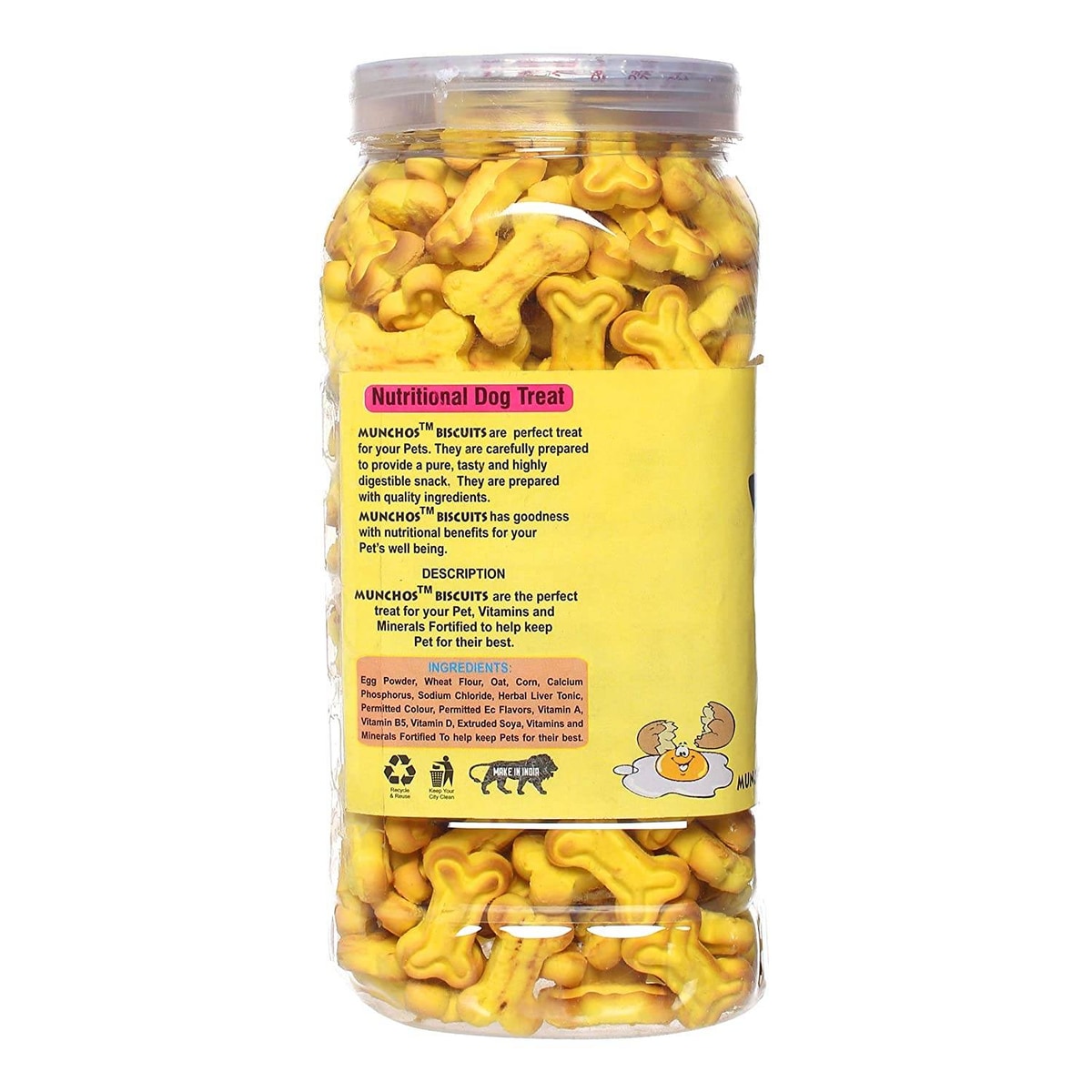 MUNCHOS Dog Biscuits, Egg Flavor, 1 kg Jar