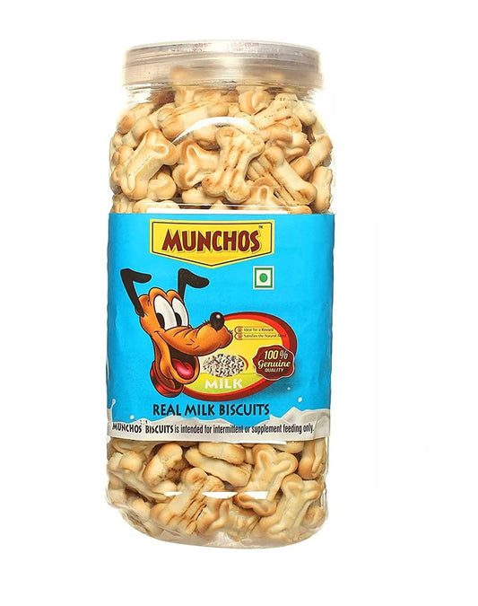MUNCHOS Dog Biscuits, Milk Flavor, 500gm Jar