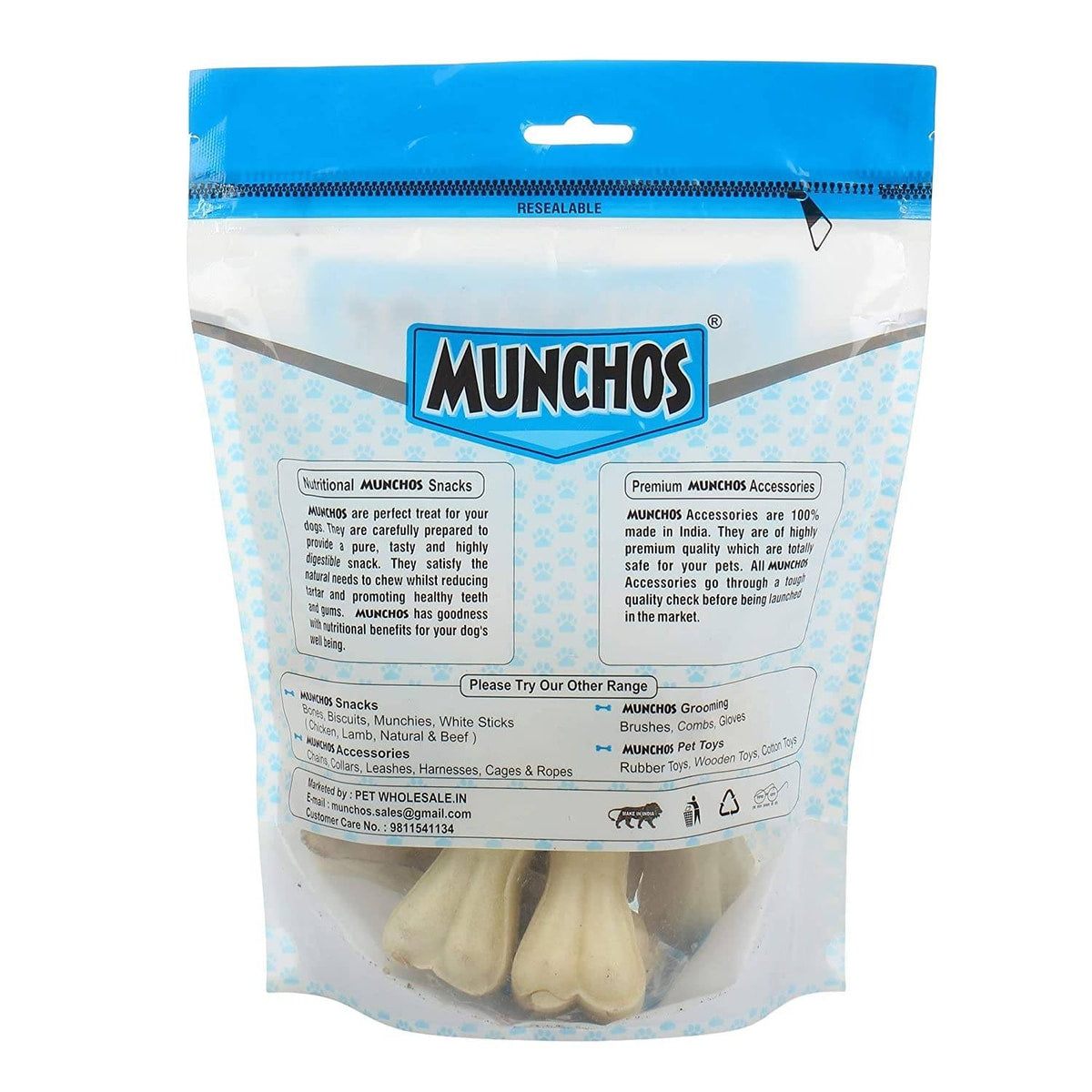 MUNCHOS Premium Calcium Rawhide Dog Chew Bone (3" 6pcs Pack)