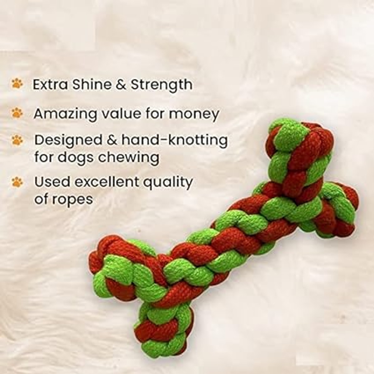 MUNCHOS Attractive Hard Bone Shape Rope Dog Toy, Medium