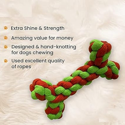 MUNCHOS Attractive Hard Bone Shape Rope Dog Toy, Medium