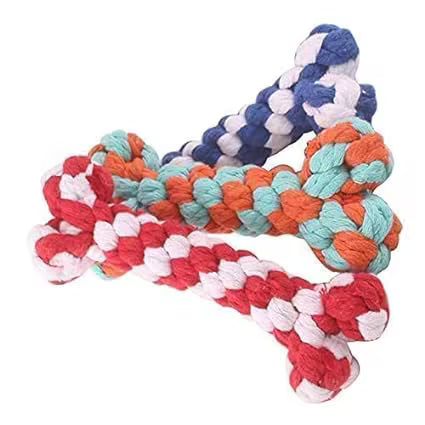 MUNCHOS Attractive Hard Bone Shape Rope Dog Toy, Medium