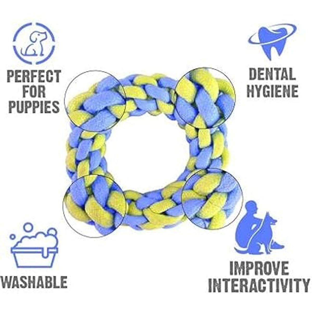 MUNCHOS Attractive Hard Ring Rope Dog Toy, Large