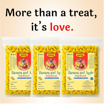 MUNCHOS Banana & Apple Dog Biscuits-1kg , 100% Vegetarian