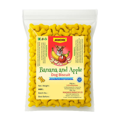 MUNCHOS Banana & Apple Dog Biscuits-1kg , 100% Vegetarian