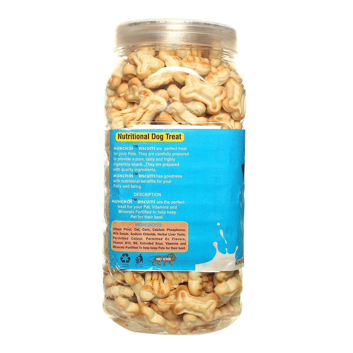 MUNCHOS Dog Biscuits, Milk Flavor, 500gm Jar