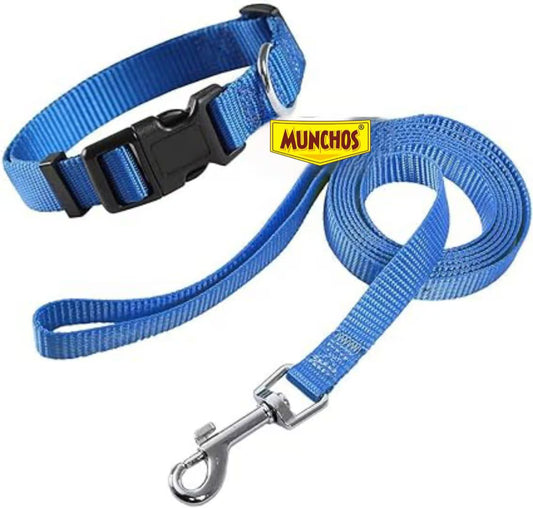 MUNCHOS Dog Nylon Clip Collar With Leash Set 1.25inch, Extra Large