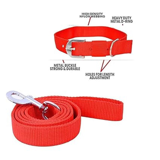 MUNCHOS Dog Nylon Clip Collar With Leash Set 1inch, Large