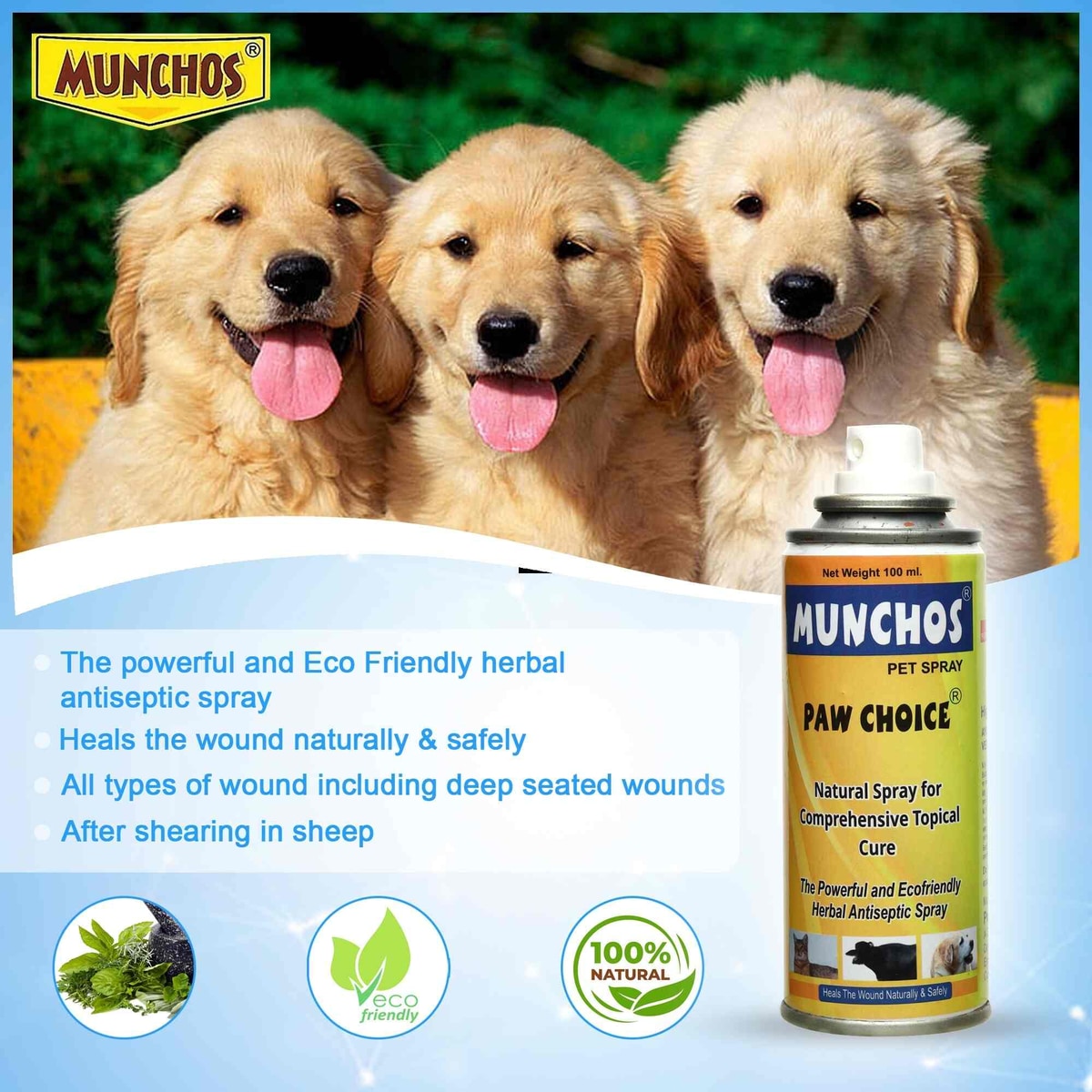 Munchos Herbal Spray for Pets - Natural Relief 100ml