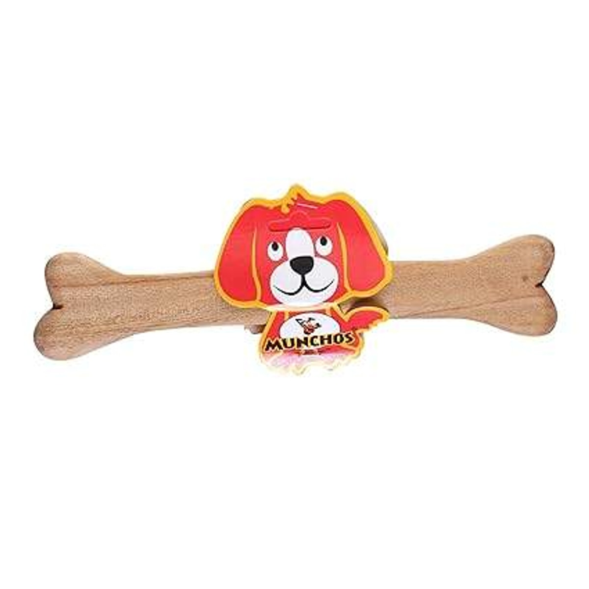 MUNCHOS High Quality Hard Wooden Bone Shape Dog Toy, Medium