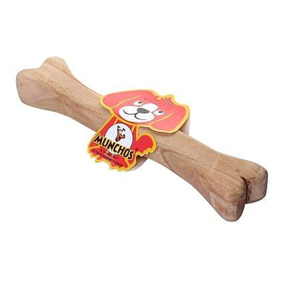 MUNCHOS High Quality Hard Wooden Bone Shape Dog Toy, Medium