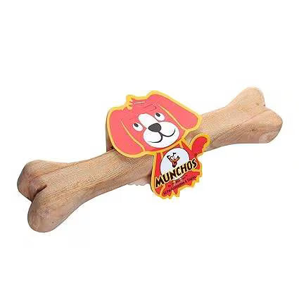 MUNCHOS High Quality Hard Wooden Bone Shape Dog Toy, Medium