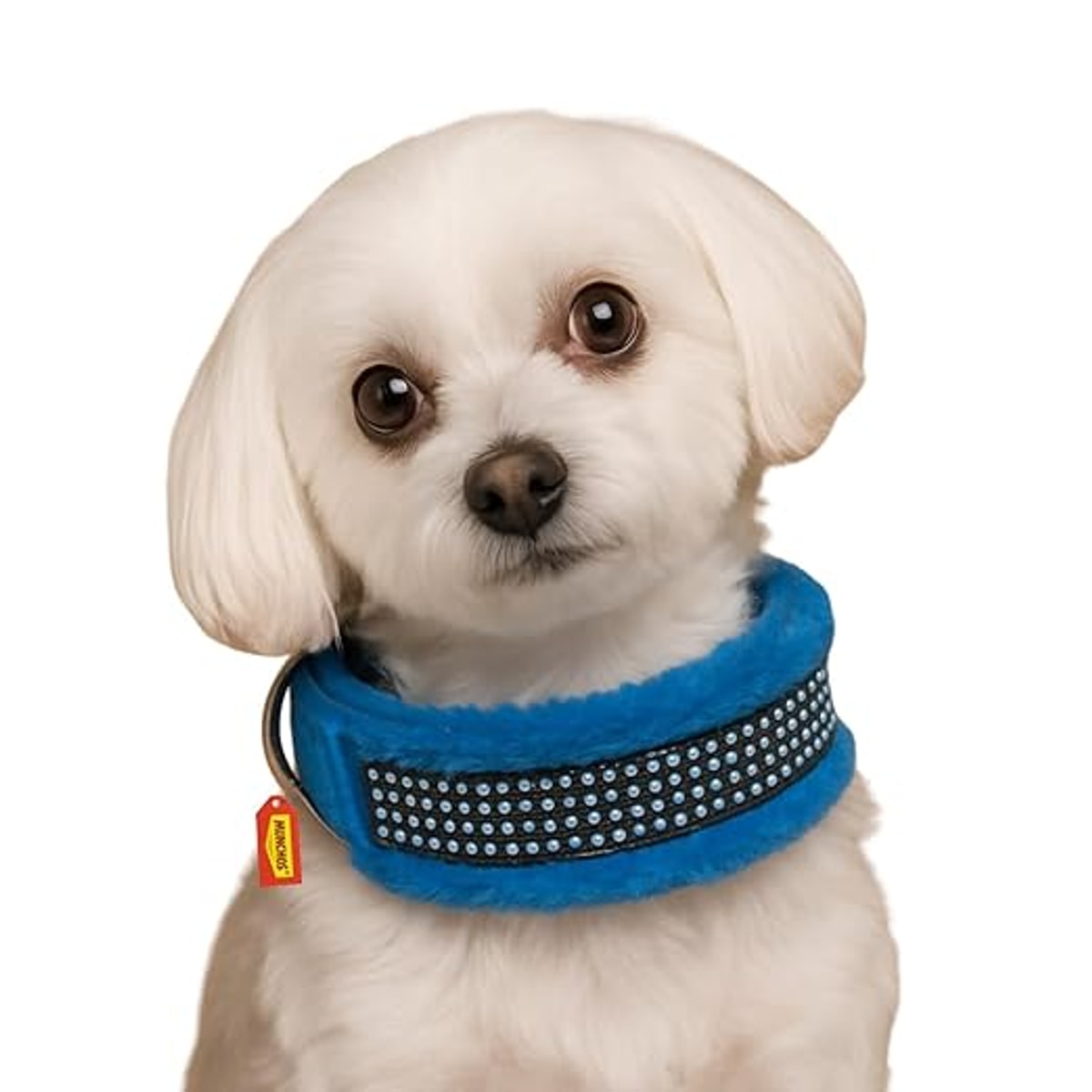 MUNCHOS Luxurious Soft Fur Dog Collar with Sparkling Studs – Comfortable, Color May Vary ( Medium )