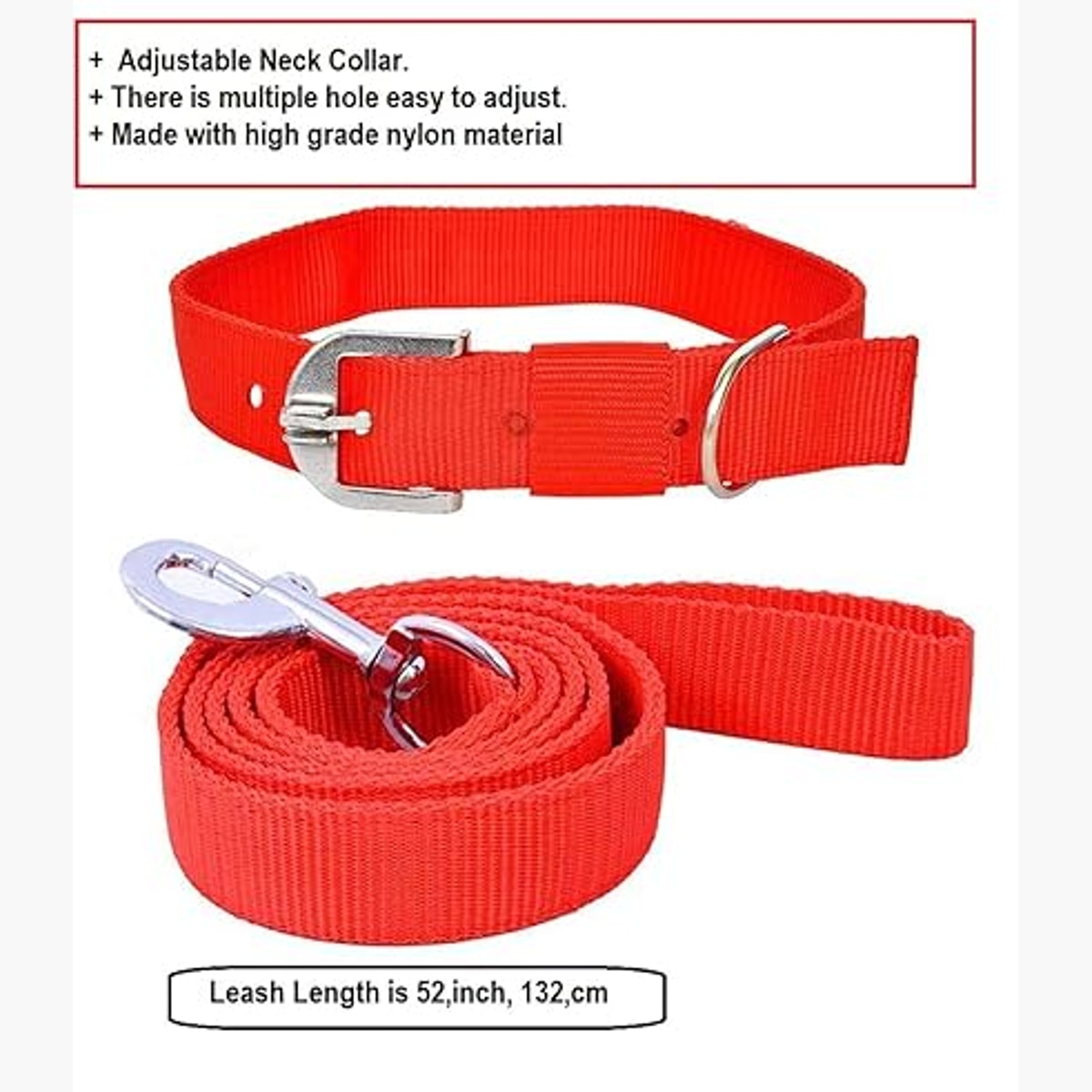 MUNCHOS Nylon Dog Collar With Leash Set 1.25inch, Large