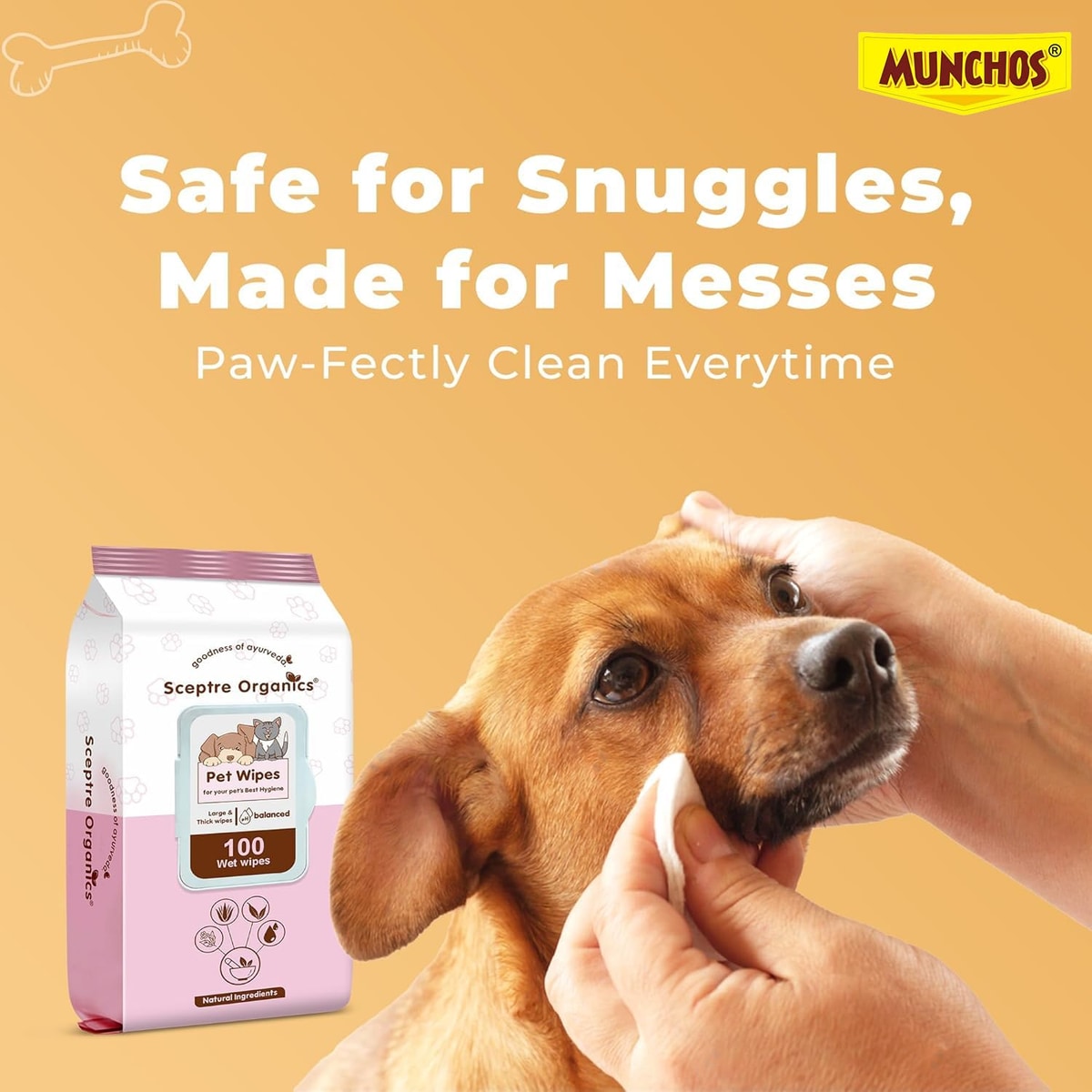 MUNCHOS Pet Grooming Wet Wipes for Dogs and Cats