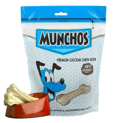 MUNCHOS Premium Calcium Rawhide Dog Chew Bone (5" 4pcs Pack)