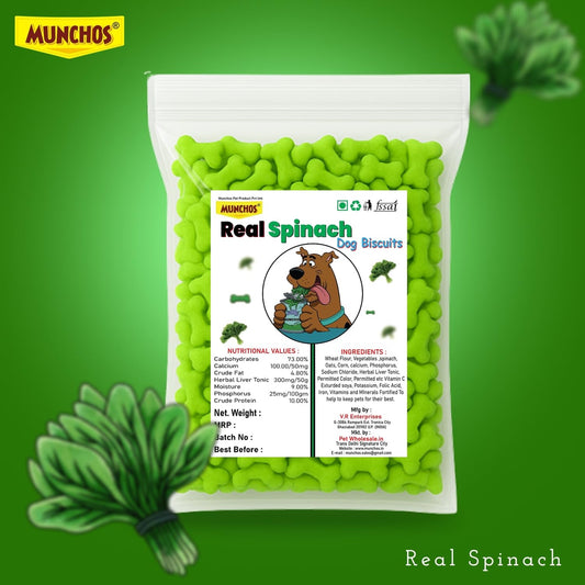 Munchos Spinach Dog Biscuit - Healthy Dog Treats 1kg