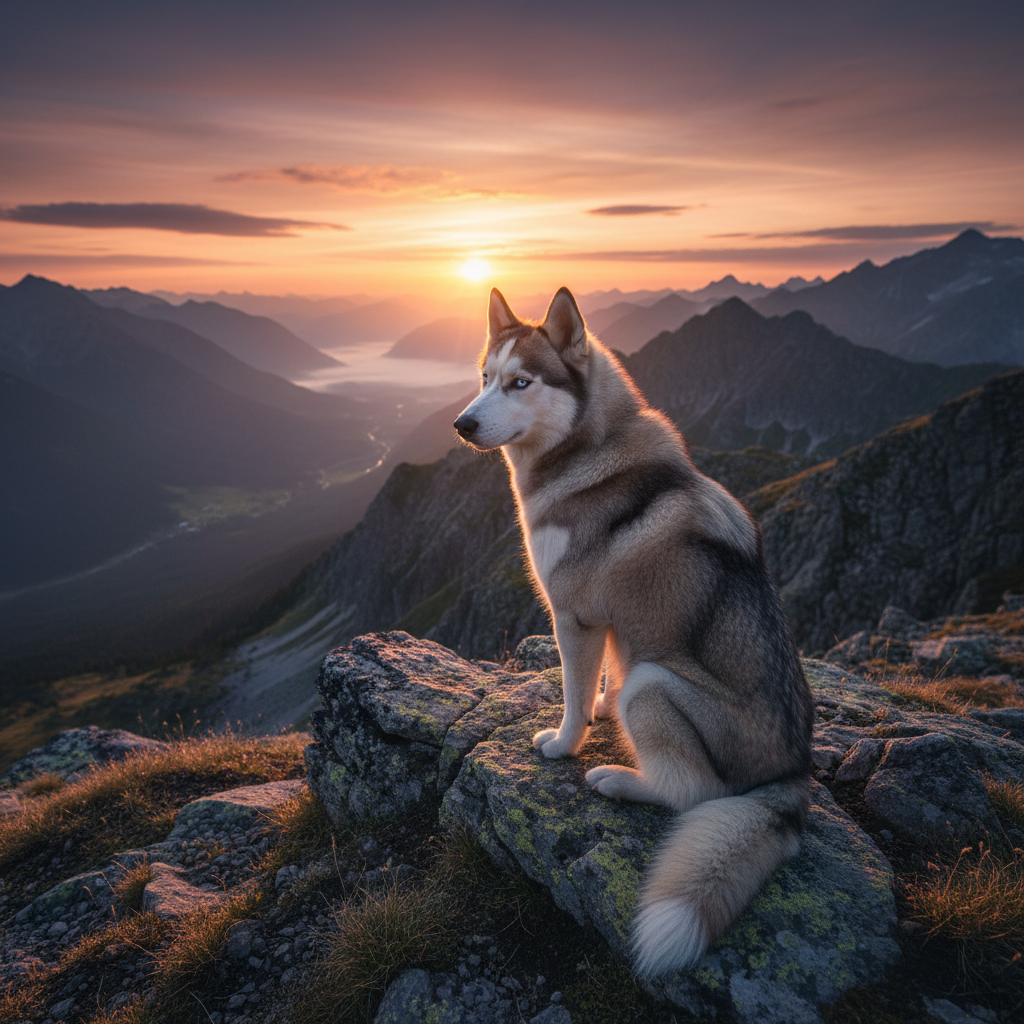 Sunset Husky